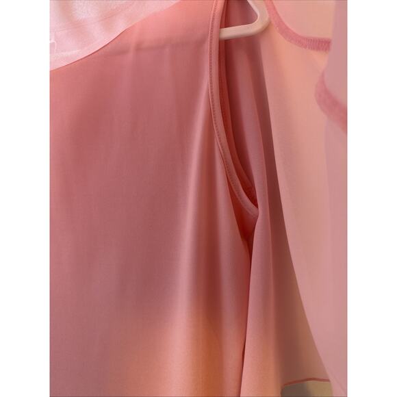 Qixing Women's L Fairy Pastel Pink Overlay Cape Blouse Angel Soft Flowy Cottage - Picture 4 of 12